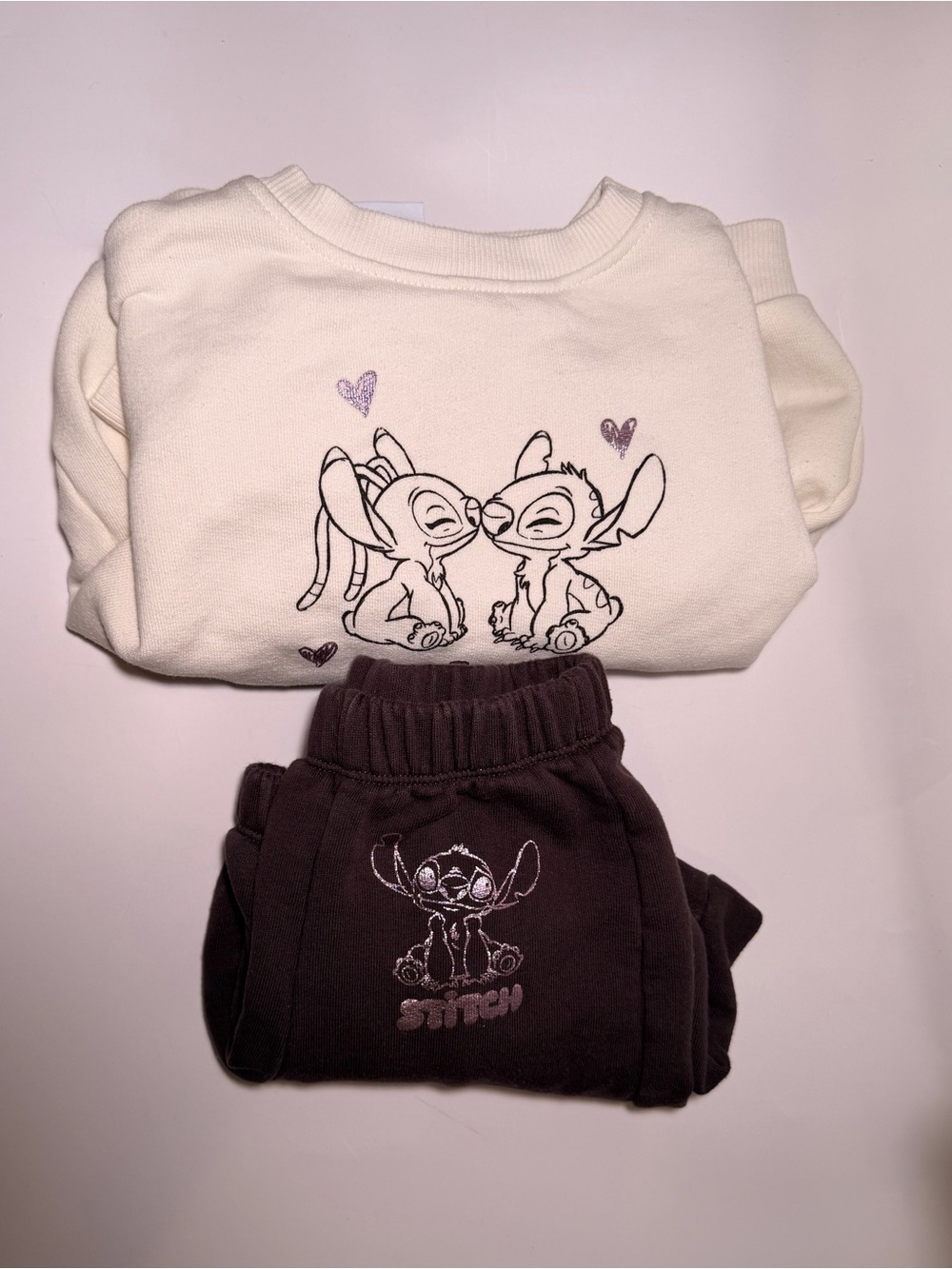 Zara Kids Stitch Sweatshirt and Pants Set - Cream & Black